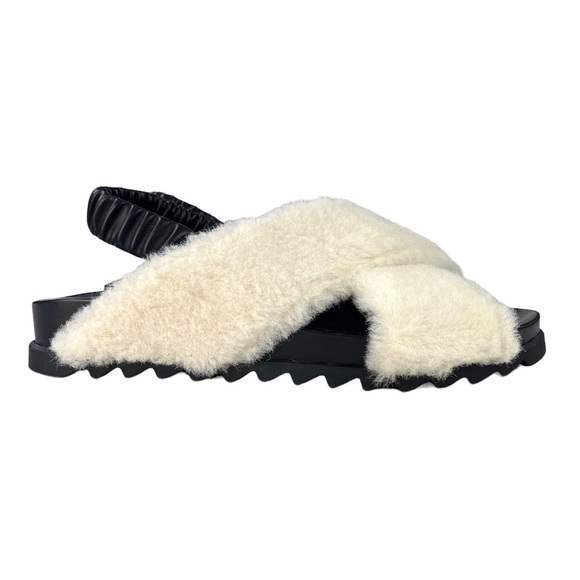 Marc Fisher Jivin‎ Flat Sandals Faux Fur Slingback Womens Size 7 - Picture 1 of 11